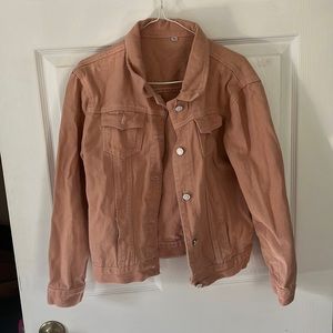 Cropped pink denim jacket